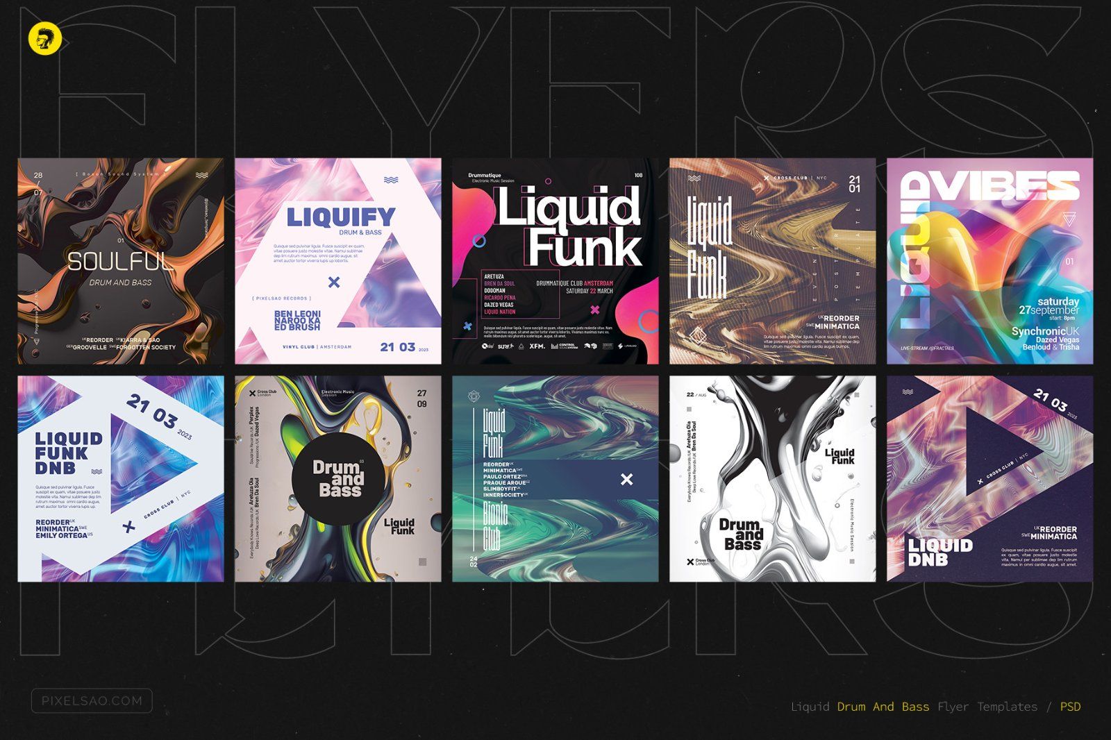Liquid Funk Party Flyers Bundle