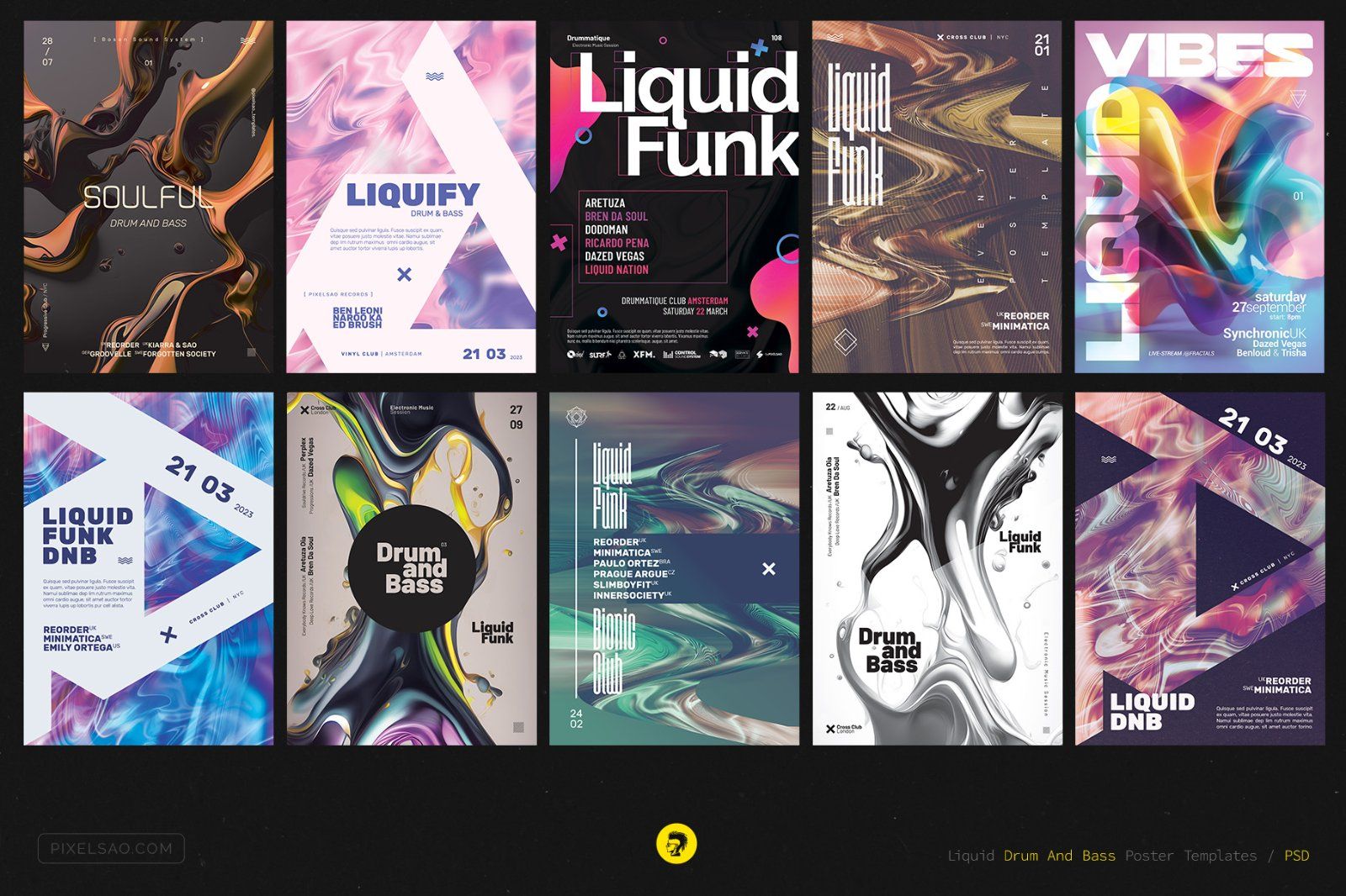 Liquid Funk Party Flyers Bundle