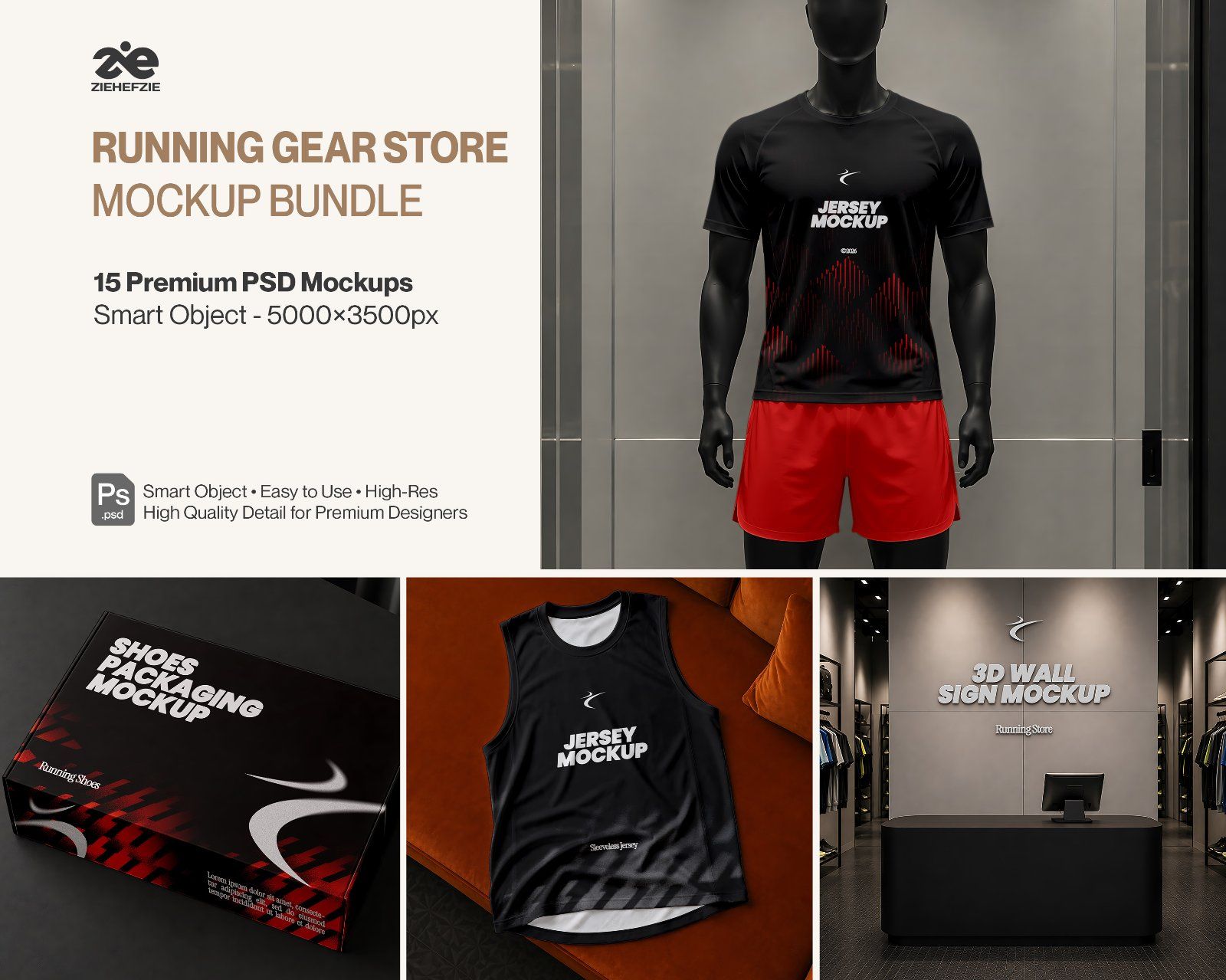 Running Gear Store Mockup Bundle - 15 PSD Templates Athletic & Running Apparel Brand Identity — image 1