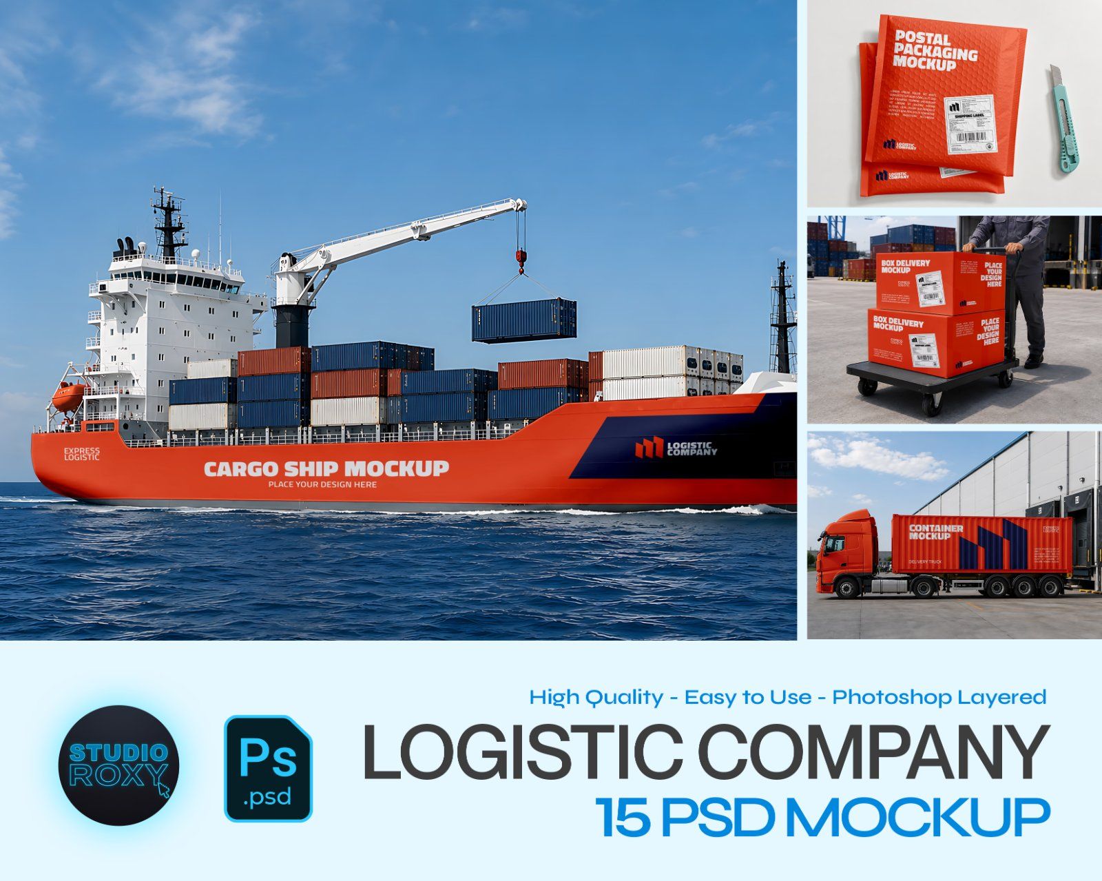 Logistic Company Branding Mockup Bundle - 15 PSD Templates  Global Logistics & Delivery Brand Identi — image 1