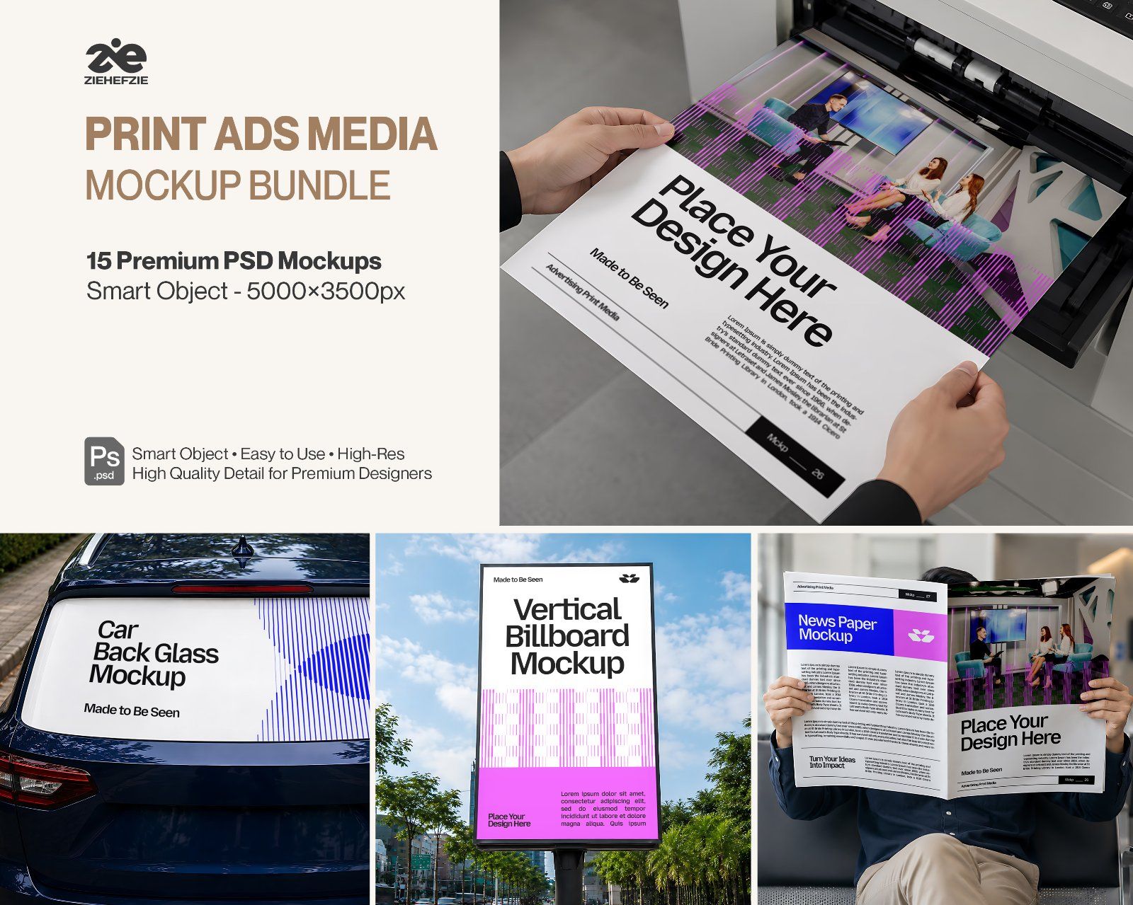 Print Ads Media Mockup Bundle - Advertising & Print Media Brand Identity 15 PSD Mockup Set — image 1