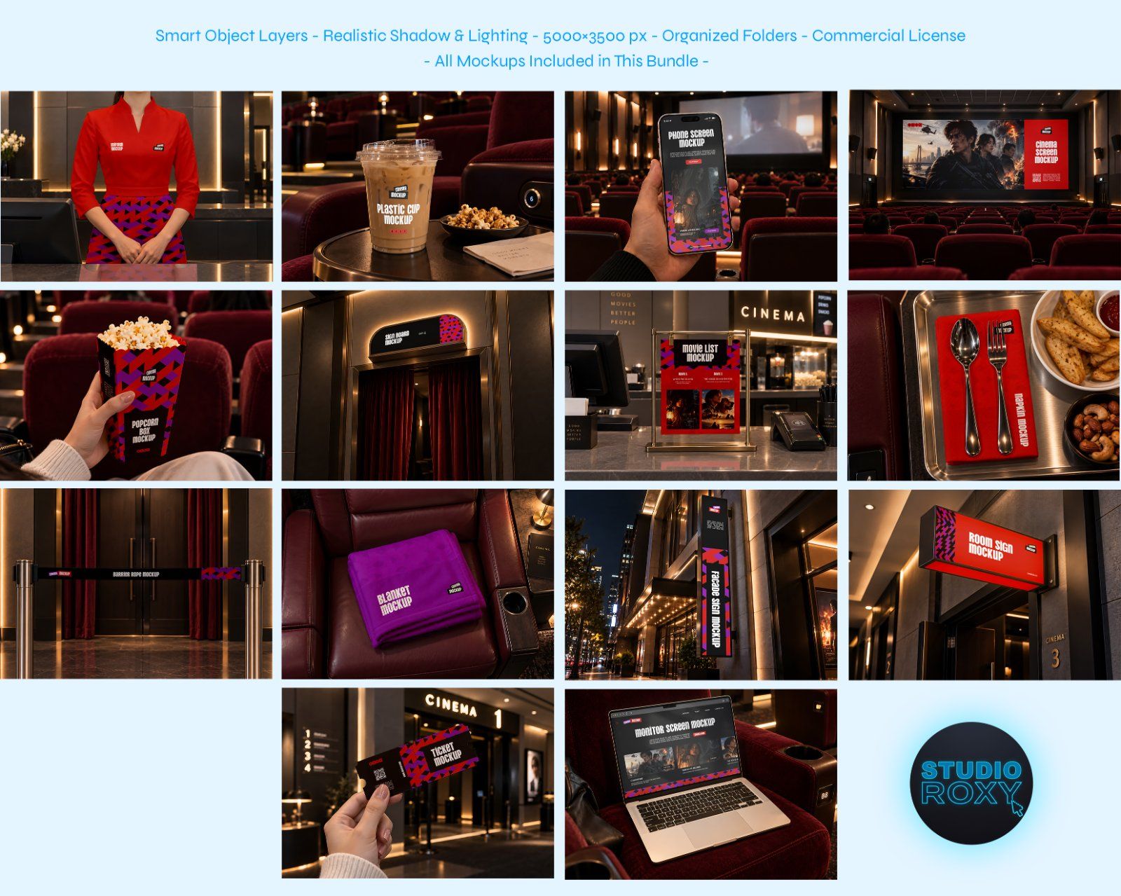 Cinema Branding Mockup Pack - 15 Movie Theater PSD Mockups — image 3