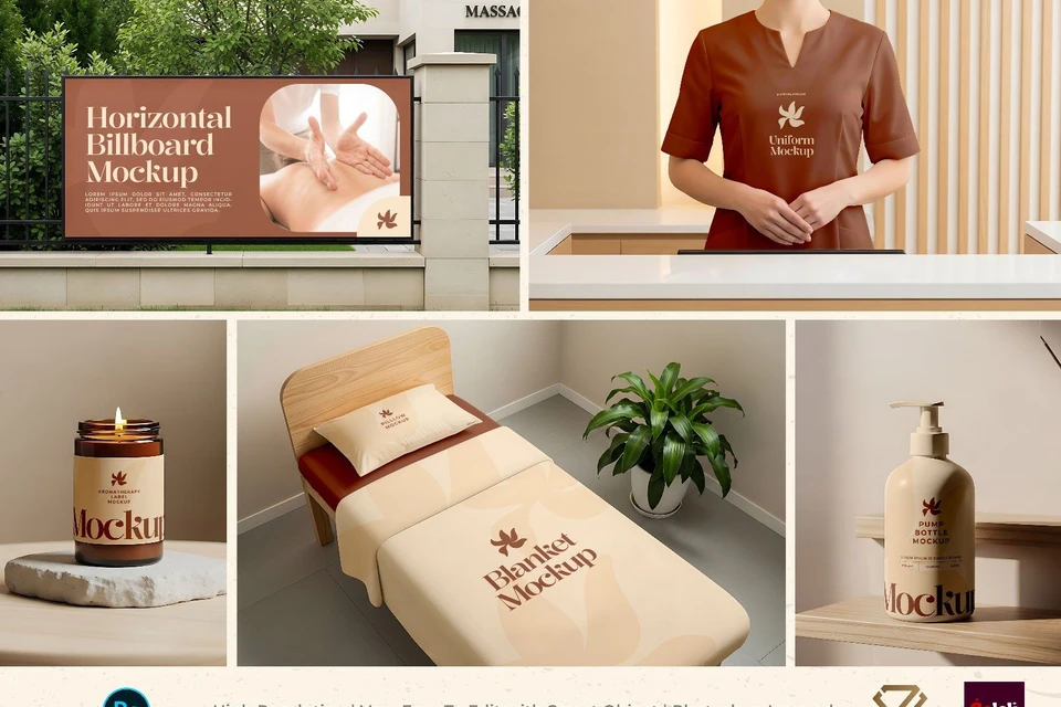 Premium Branding Massage Service Mockup
