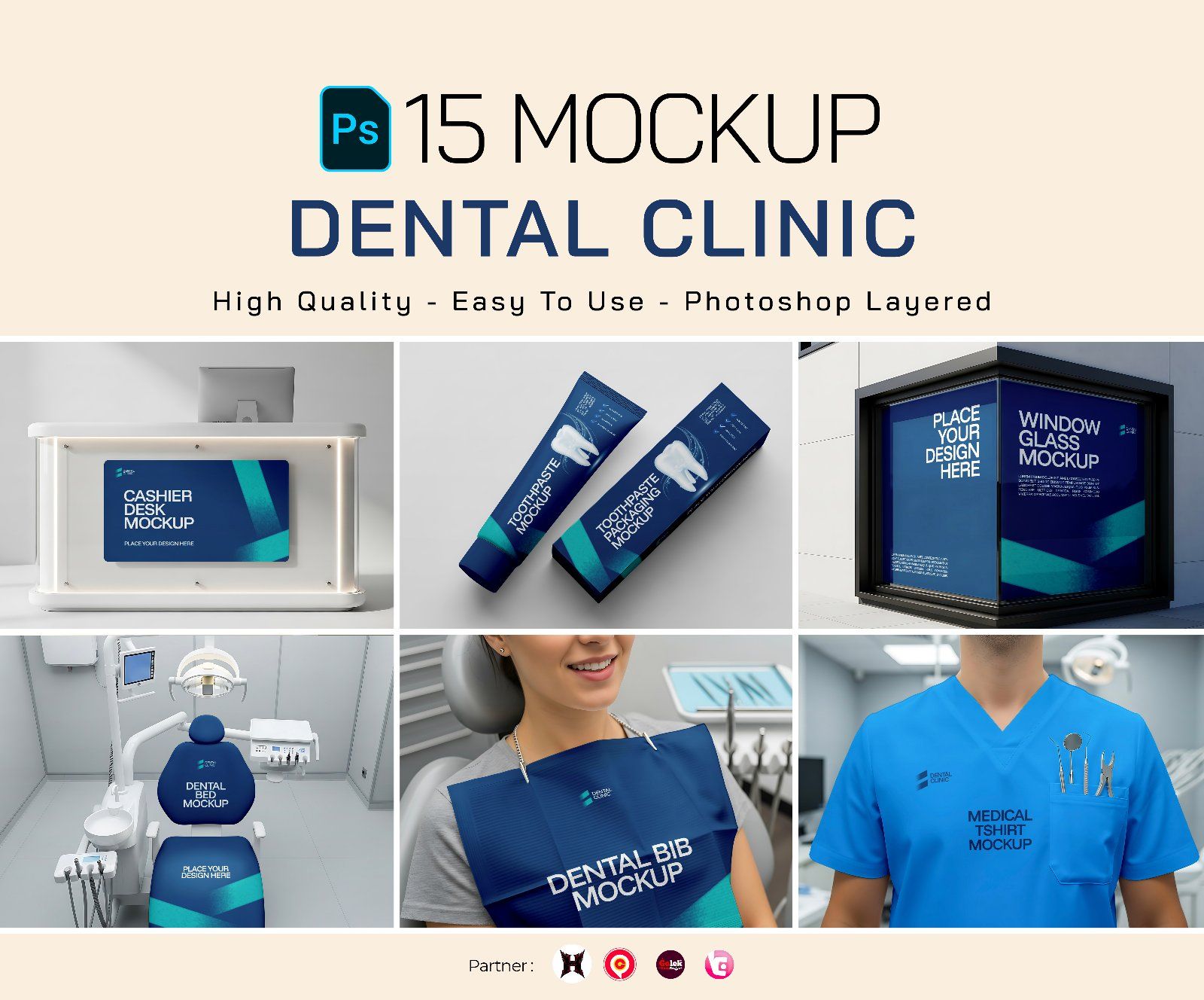 Premium Branding Blue Dental Care Mockup