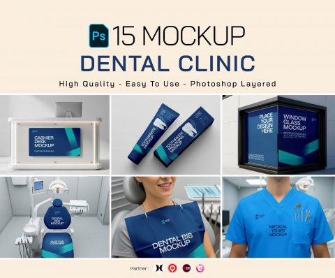 Premium Branding Blue Dental Care Mockup