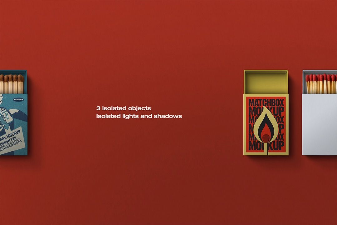 Matchbox Mockup – Flat-Lay (3 Objects)