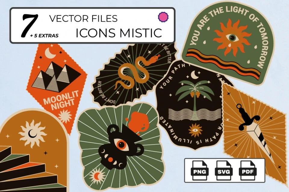 Mistic Icons Design - PNG - SVG - PDF