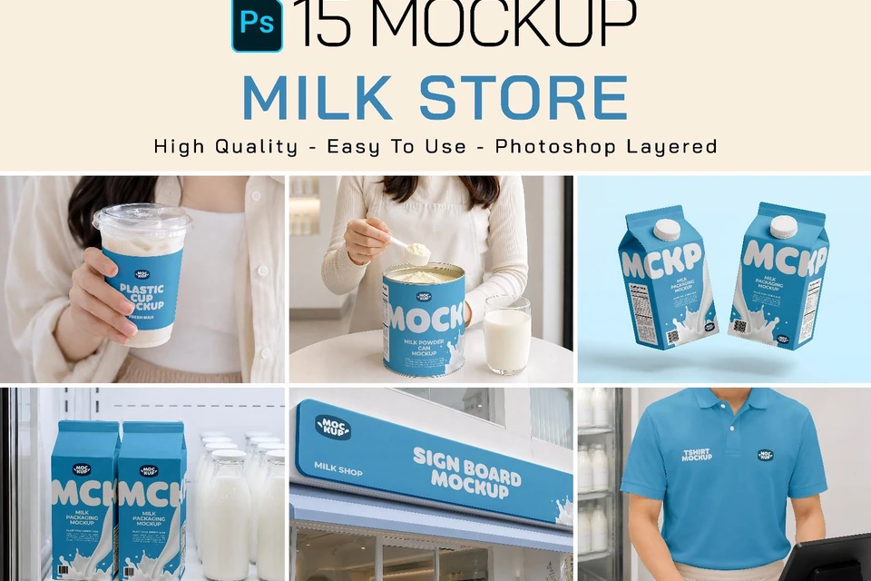 Premium Branding Milk Store Mockup