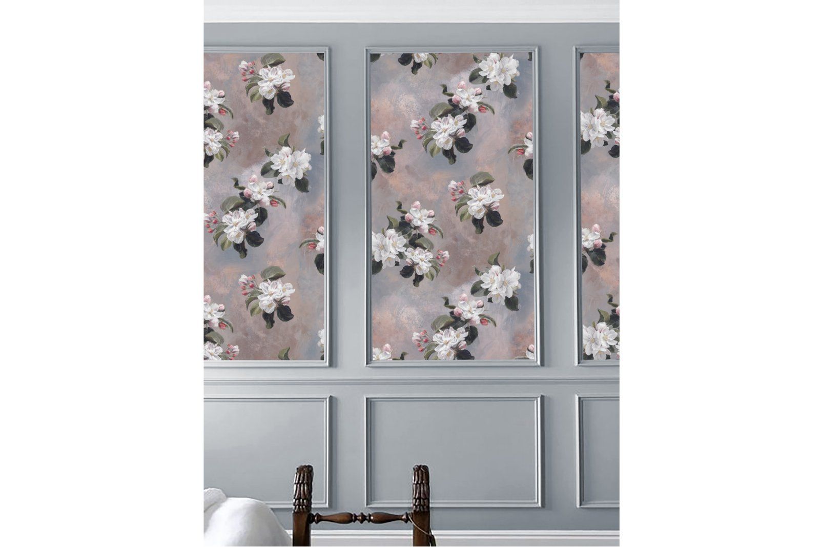 'Apple Flowers' oil on canvas seamless pattern