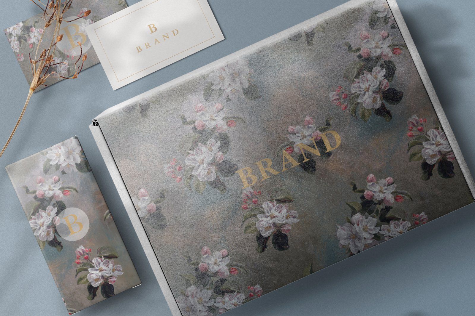 'Apple Flowers' oil on canvas seamless pattern