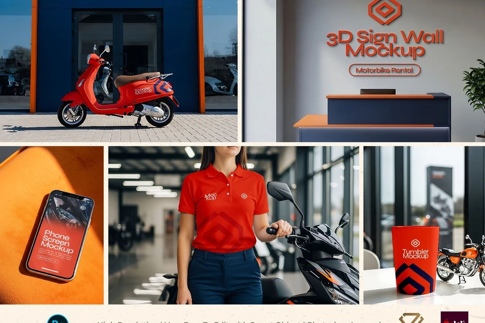 Premium Rental Motorcycle Mockup
