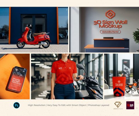 Premium Rental Motorcycle Mockup