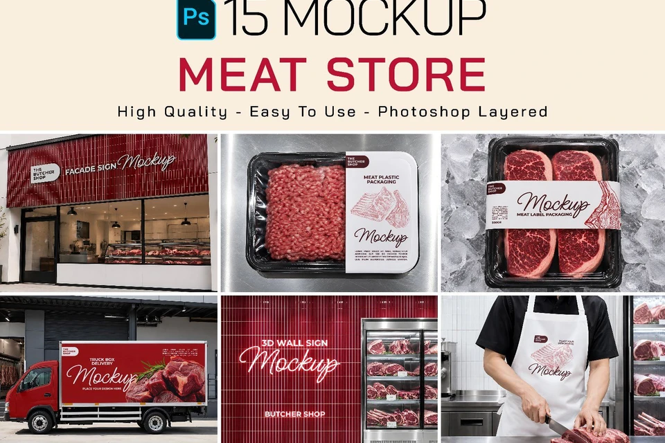 Premium Branding Steak Store Mockup