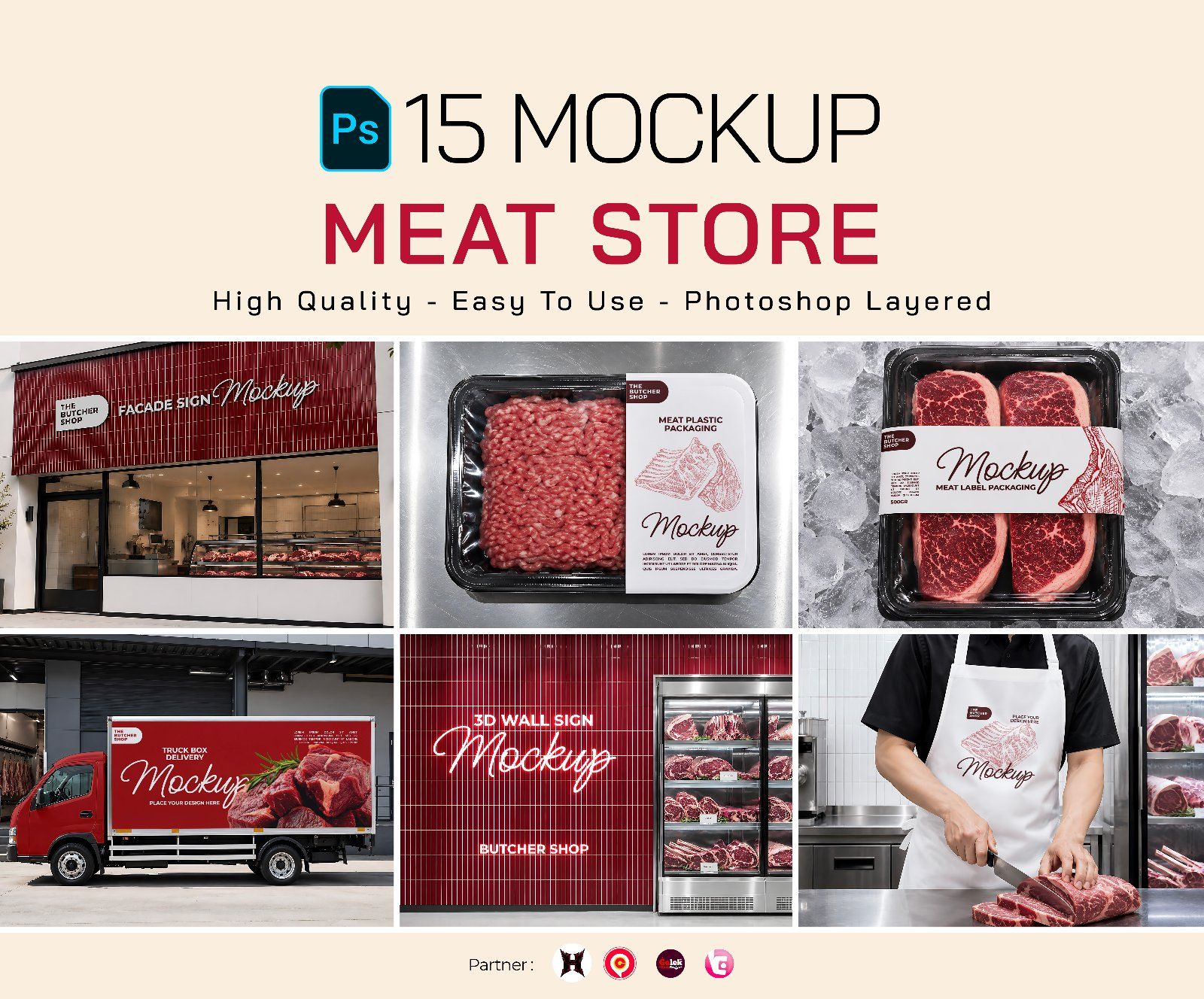 Premium Branding Steak Store Mockup