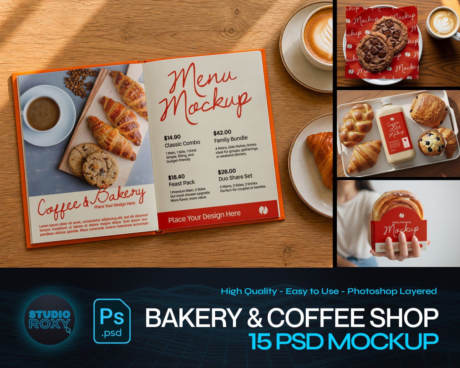 Premium Bakery & Coffee Shop Branding Mockup Bundle – 15 Aesthetic PSD Scenes for Cafe Identity
