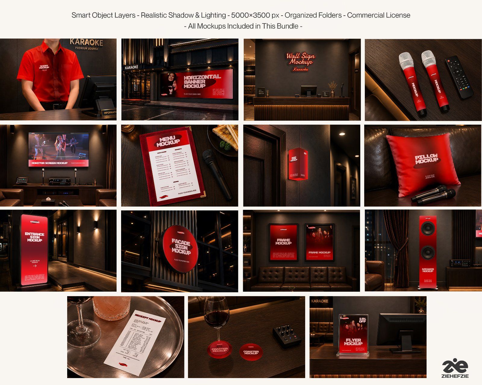 Karaoke Entertainment Branding Mockup Bundle - Karaoke Lounge & Music Bar Identity Mockup Set — image 2