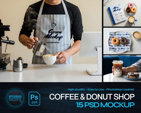 Coffee & Donut Shop Branding Mockup Bundle – 15 Premium PSD Scenes for Cafe Identity