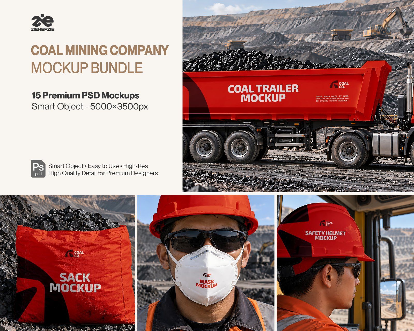 Coal Mining Company Mockup Bundle - 15 Premium PSD Mining Industry & Coal Corporation Brand Identity — image 1