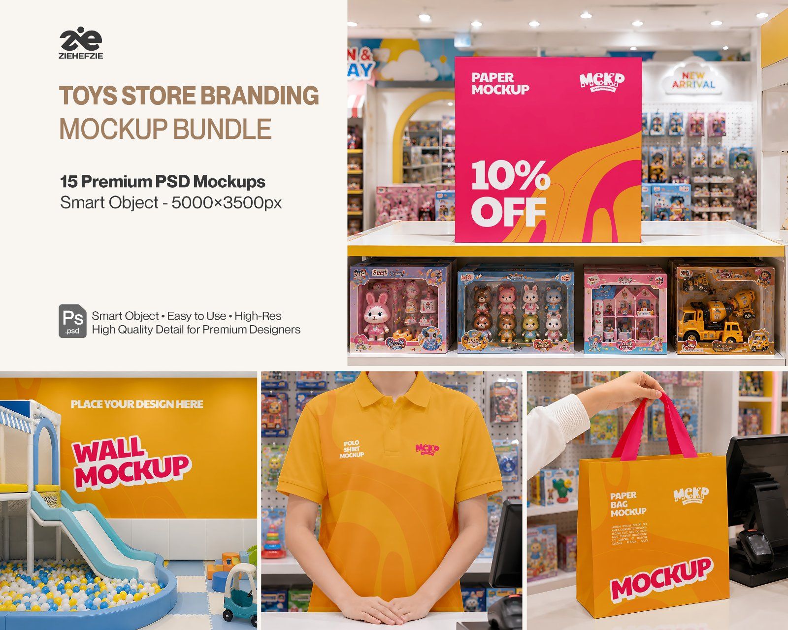Kids & Toy Shop Brand Identity Mockup 15 Bundle Set - Toys Retail Store Mockup Bundle — image 1