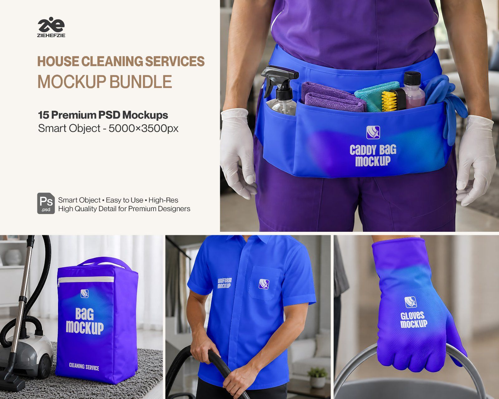 House Cleaning Services Mockup Bundle 15 (PSD) Housekeeping & Cleaning Agency Brand Identity — image 1