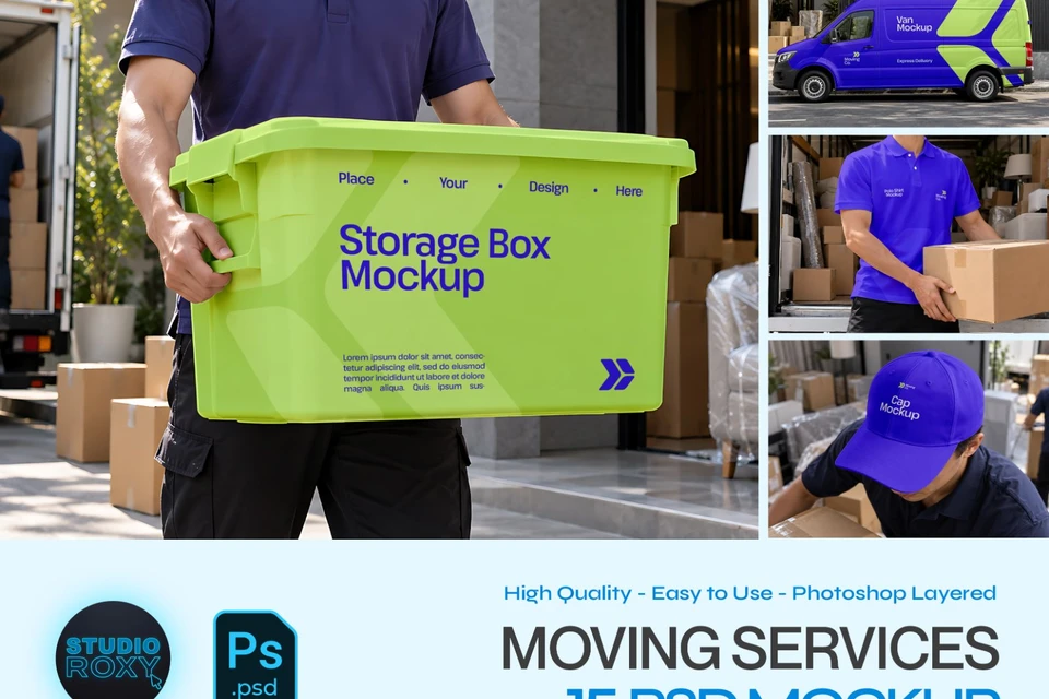 Moving Services Branding Mockup Bundle - 15 Logistics PSD Mockups