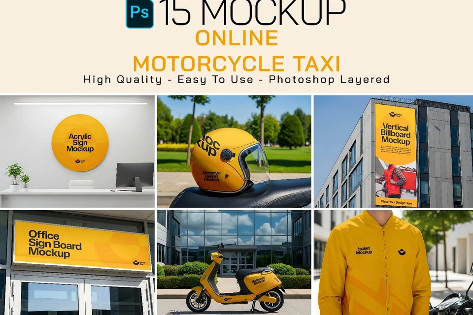 Premium Motorcycle Taxi Online Mockup