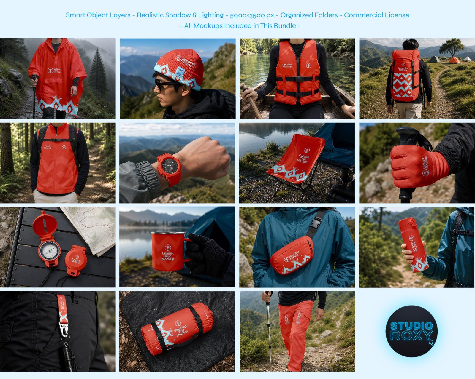 Outdoor Gear Set Mockup Bundle - 15 PSD Templates  Camping & Hiking Outdoor Gear Brand Identity — image 2