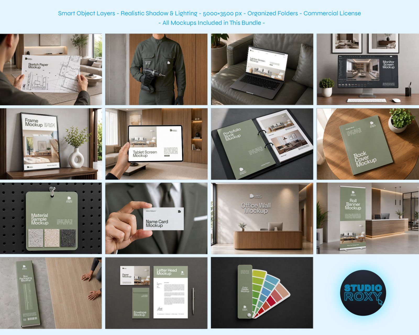 Interior Design Company Mockup Bundle - 15 PSD Templates  Interior Designer & Architecture Firm Bran — image 2