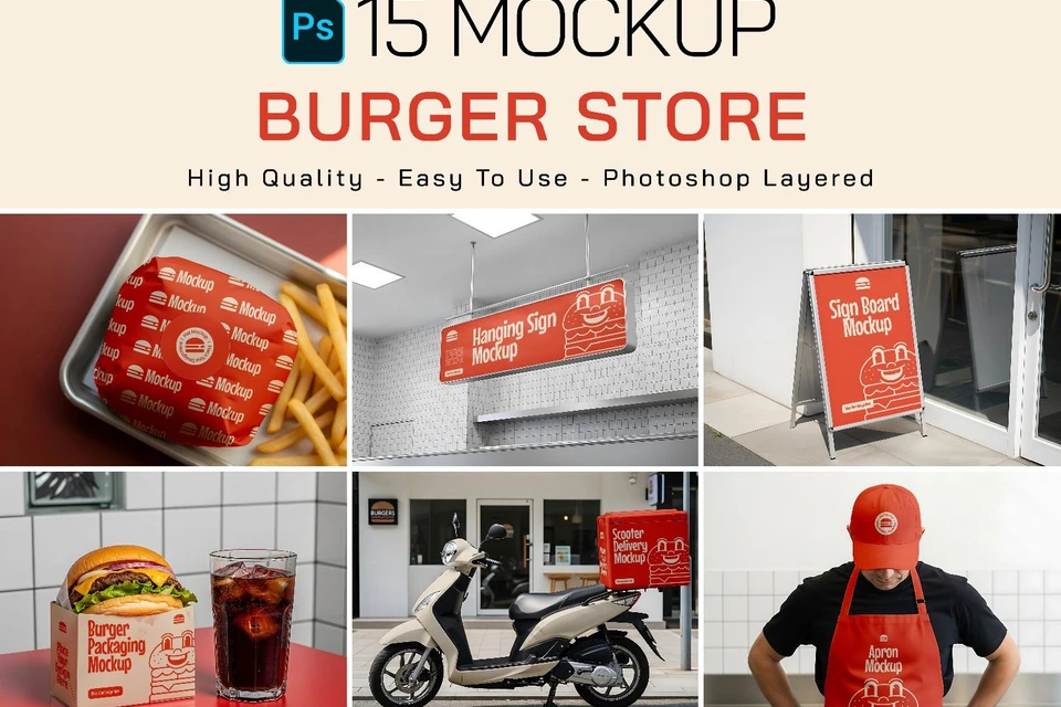 Premium Branding Big Burger Mockup