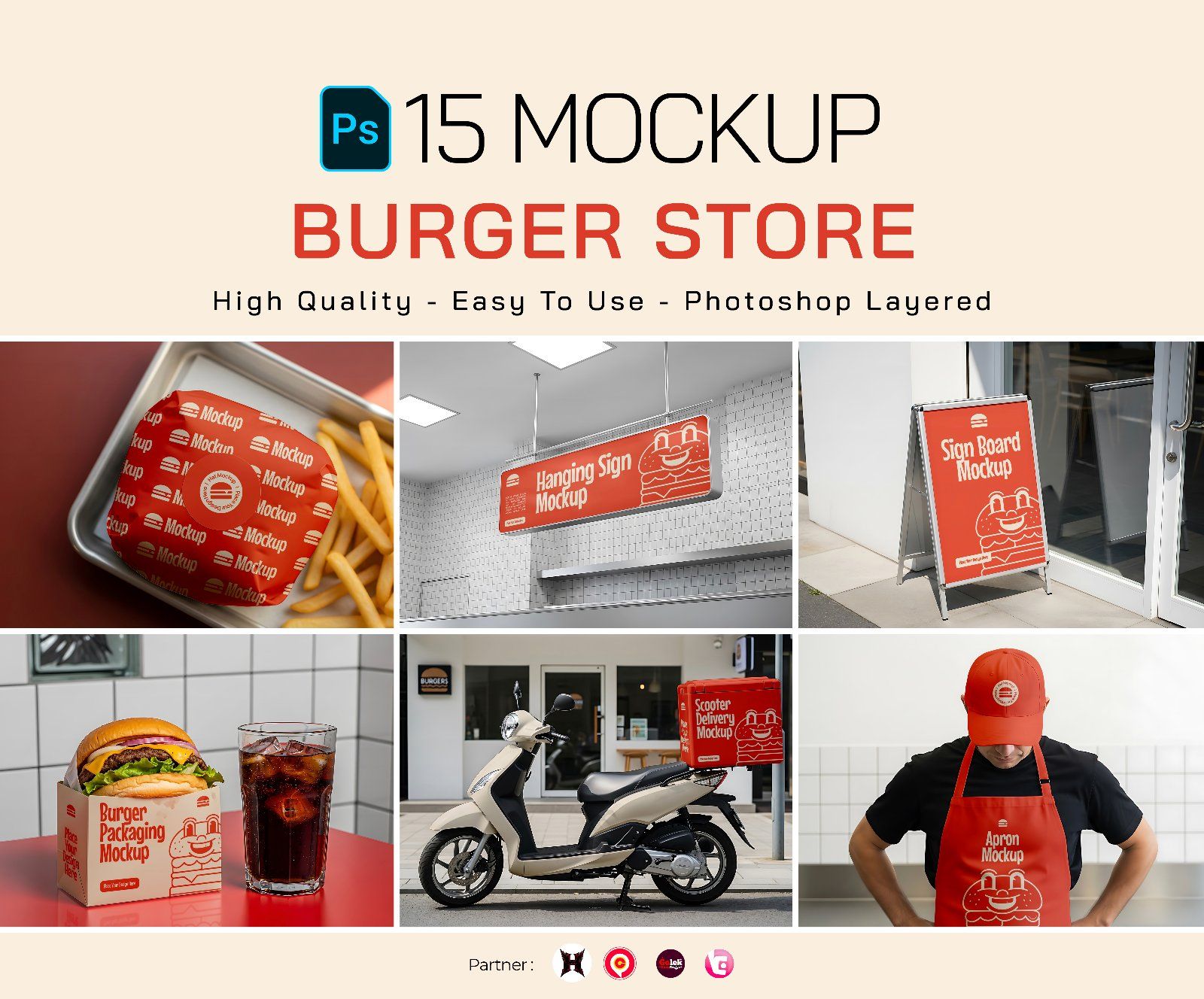 Premium Branding Big Burger Mockup