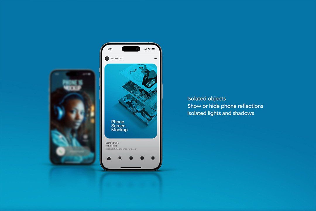 Phone Mockup – iPhone 16 Front-View Set (3 Objects)