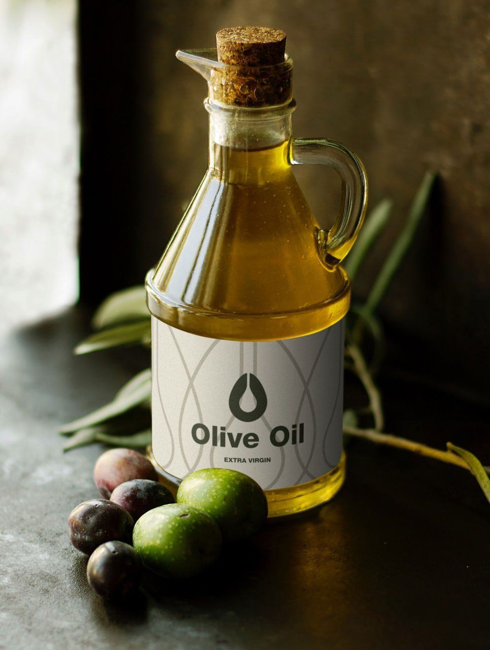 Rustic Olive Oil Bottle Label Mockup - Premium Packaging — image 1