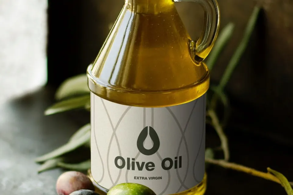 Rustic Olive Oil Bottle Label Mockup - Premium Packaging