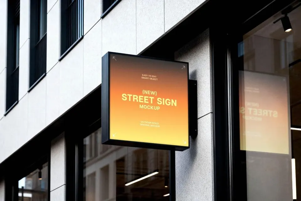 Square Wall Sign Mockup