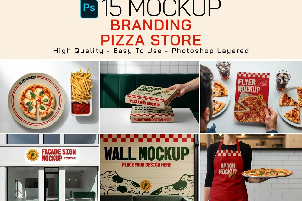 Premium Branding Premium Pizza Store Mockup