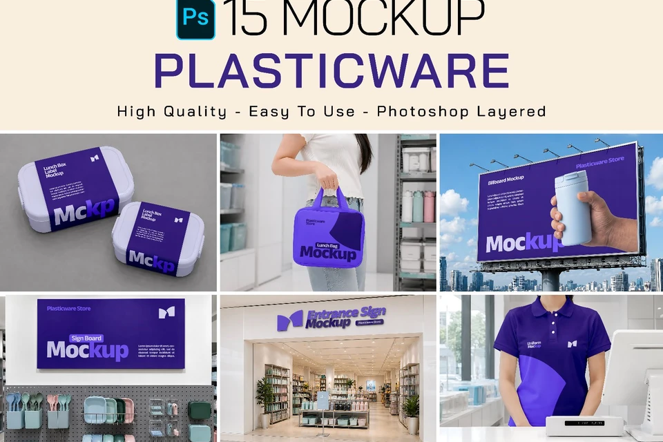 Premium Branding Plasticware Store Mockup