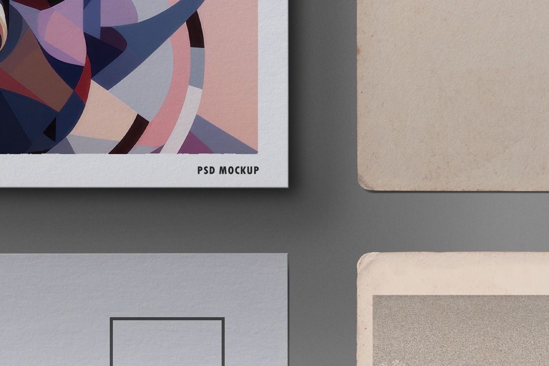 Postcard Mockup Set - 4 Isolated Cards