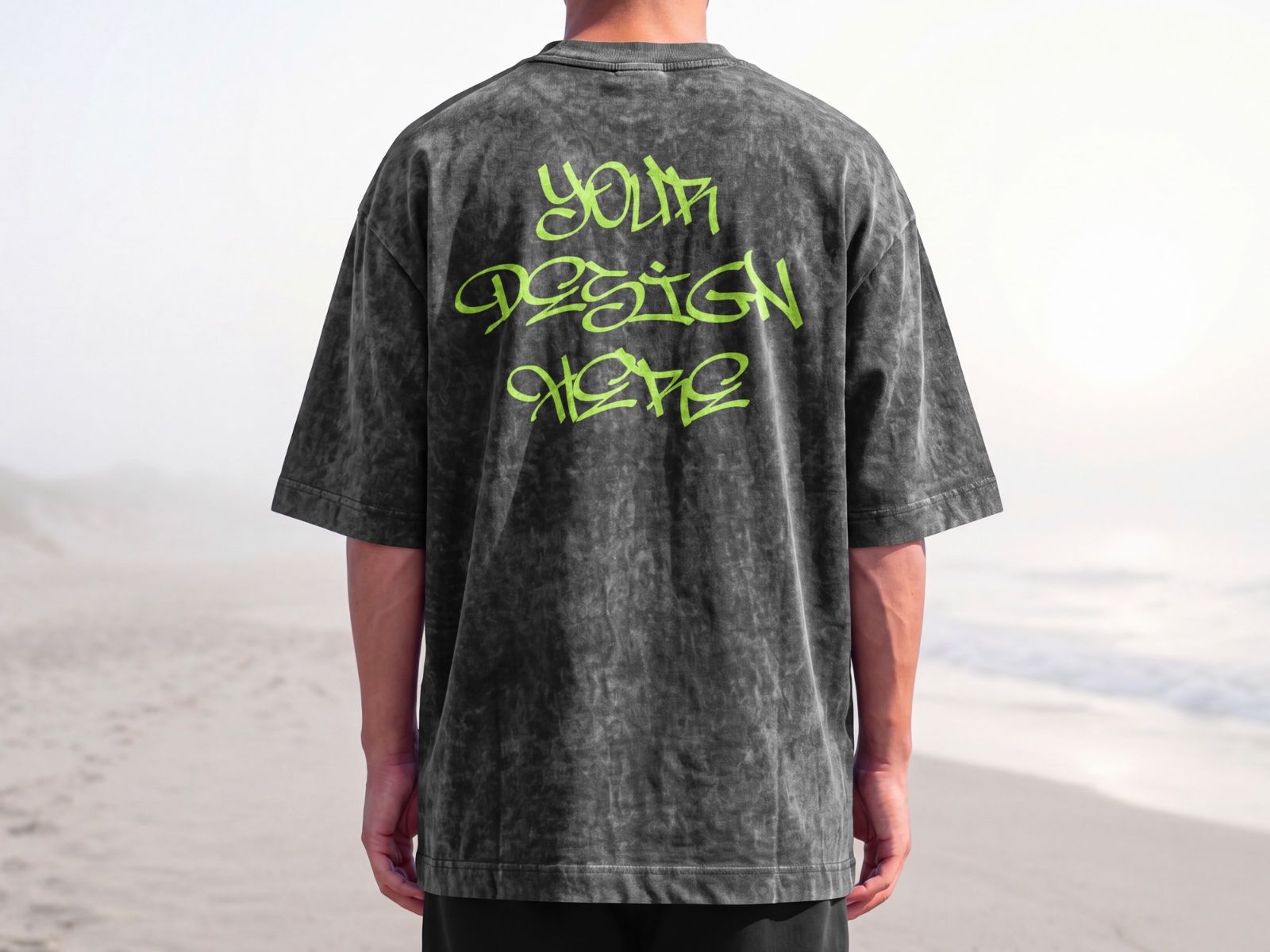 Model Tshirt Washed Back Mockup | Streetwear Apparel — image 1