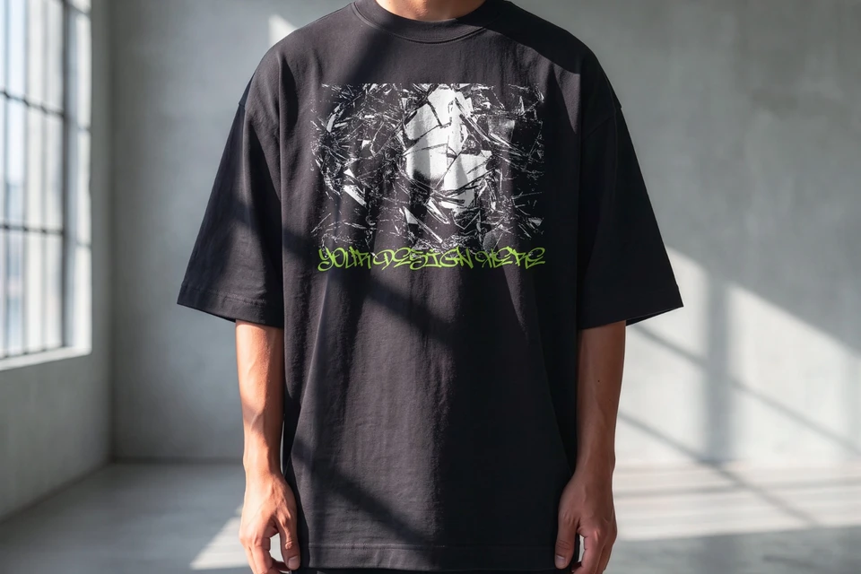 Oversized Front T-Shirt Mockup Male Model | Streetwear Apparel Mockup