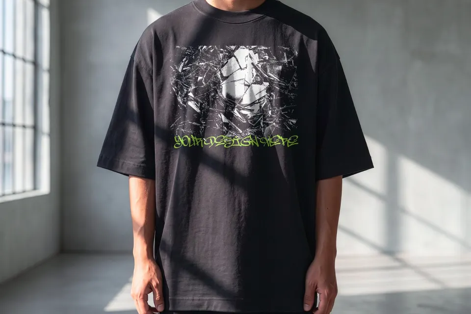 Oversized Front T-Shirt Mockup Male Model | Streetwear Apparel Mockup