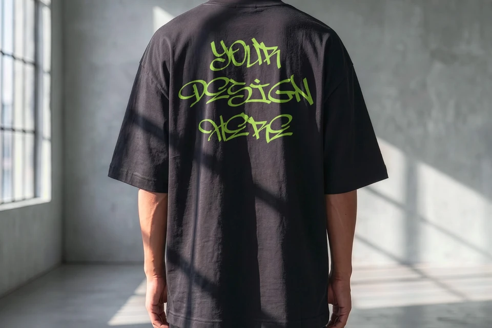 Oversized Back T-Shirt Mockup Male Model | Streetwear Apparel Mockup