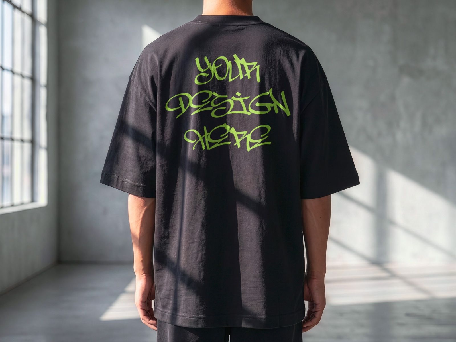 Oversized Back T-Shirt Mockup Male Model | Streetwear Apparel Mockup — image 1