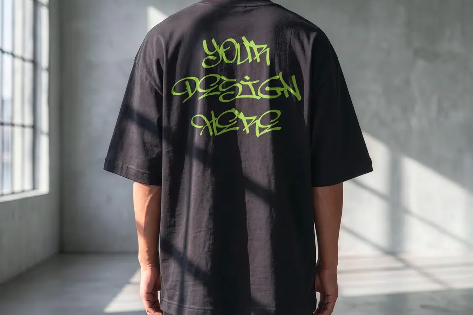 Oversized Back T-Shirt Mockup Male Model | Streetwear Apparel Mockup