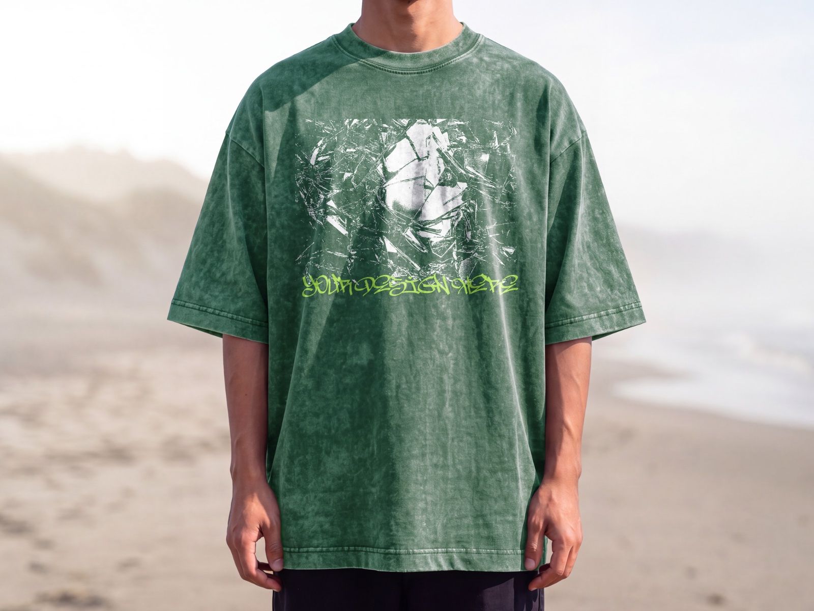 Model Tshirt Washed Front Mockup | Streetwear Apparel — image 5