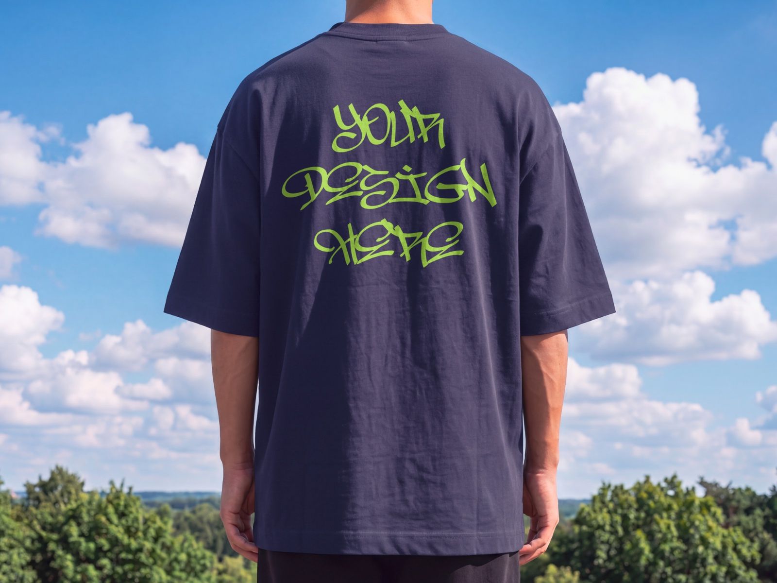 Men's Oversized Back T-Shirt Mockup | Streetwear Lifestyle — image 3