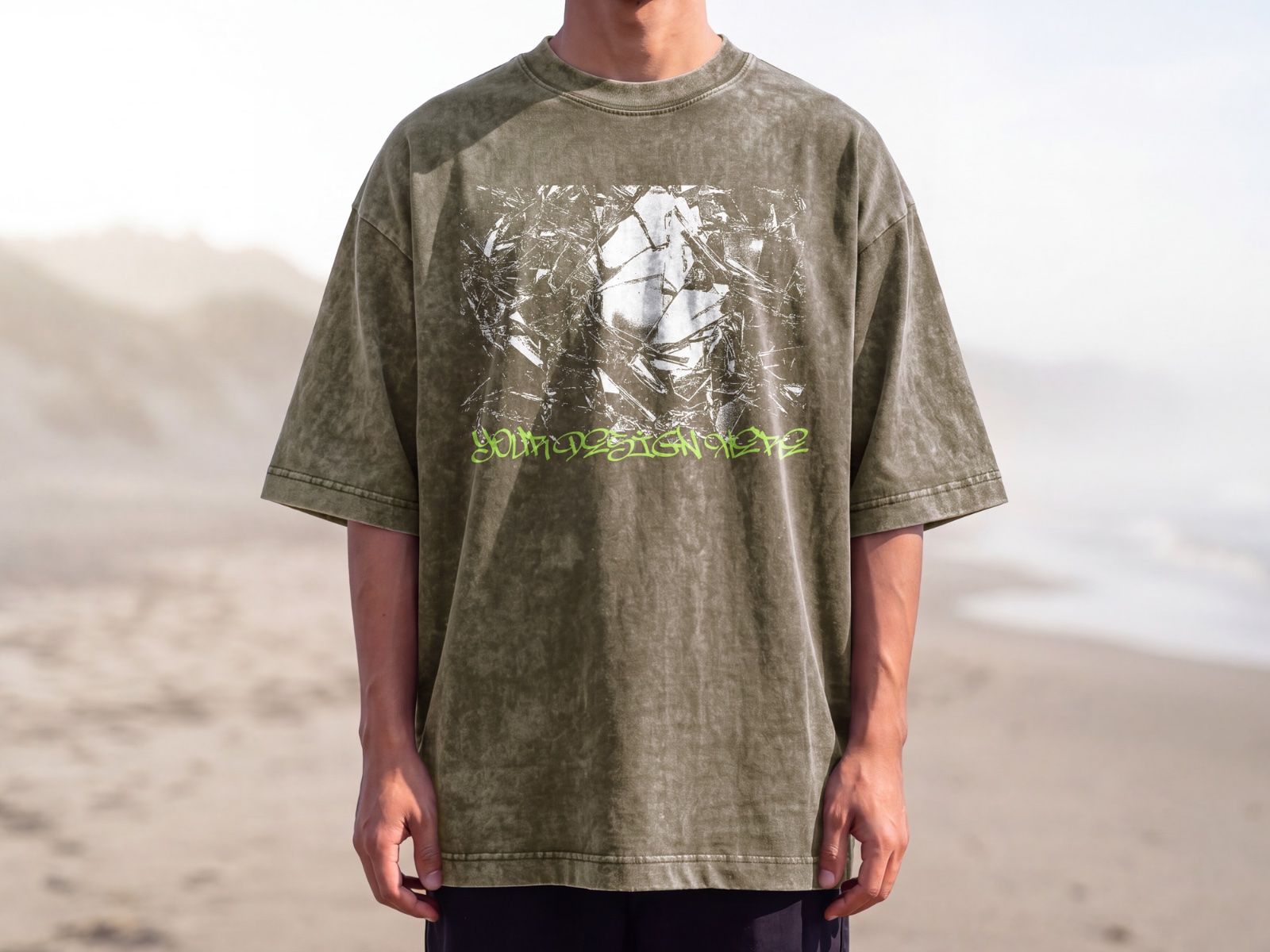 Model Tshirt Washed Front Mockup | Streetwear Apparel — image 6