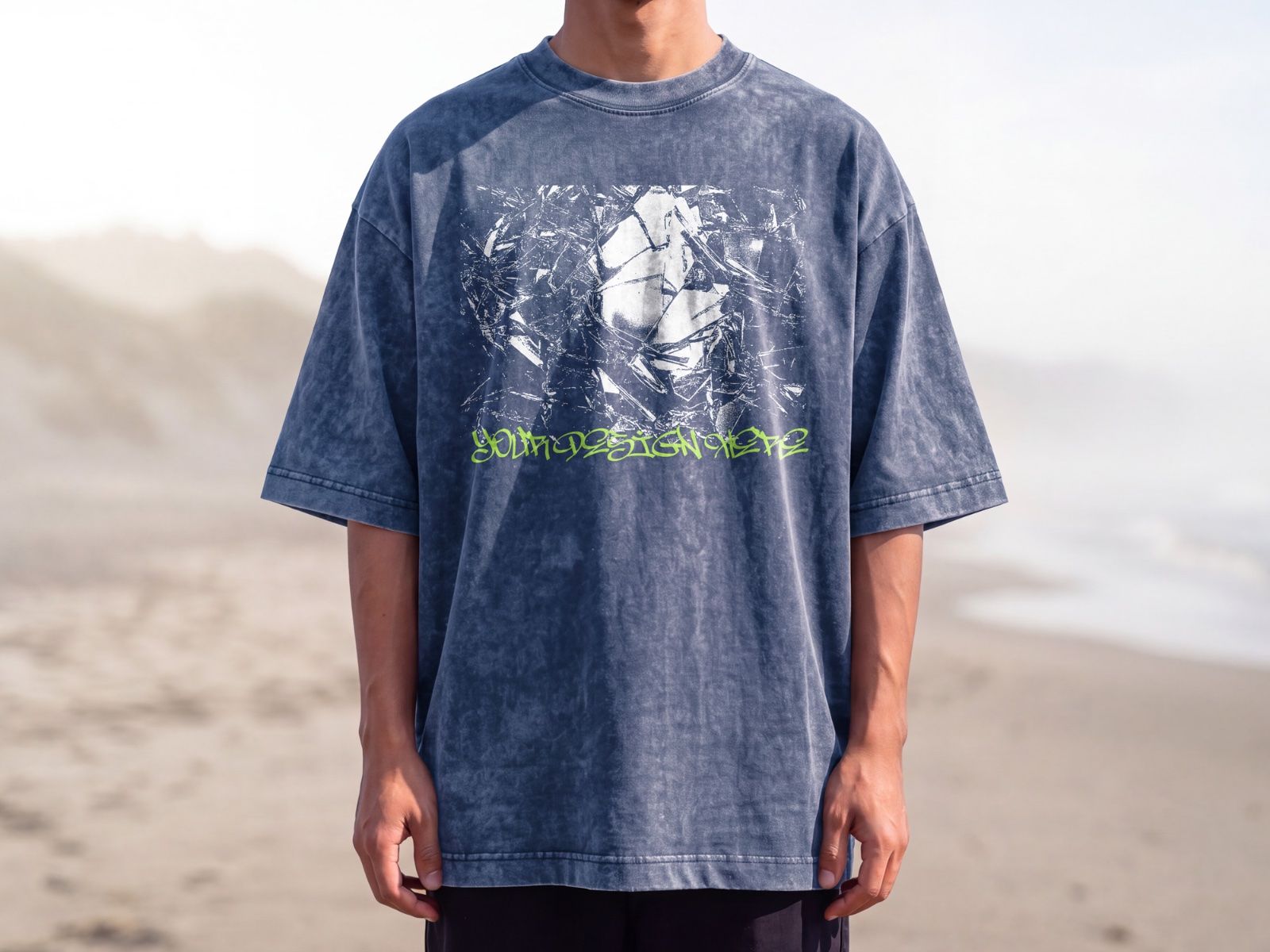 Model Tshirt Washed Front Mockup | Streetwear Apparel — image 3