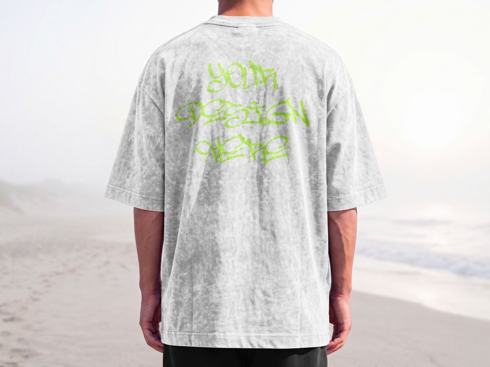 Model Tshirt Washed Back Mockup | Streetwear Apparel — image 5