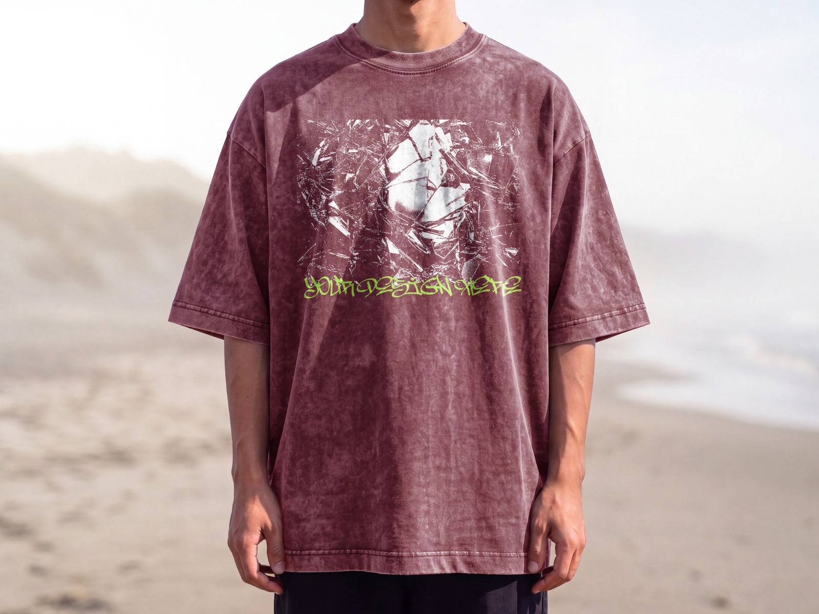 Model Tshirt Washed Front Mockup | Streetwear Apparel — image 4