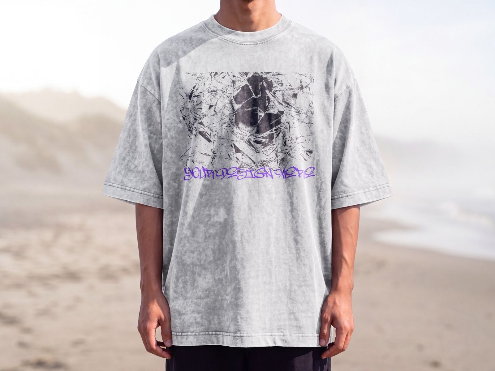 Model Tshirt Washed Front Mockup | Streetwear Apparel — image 2